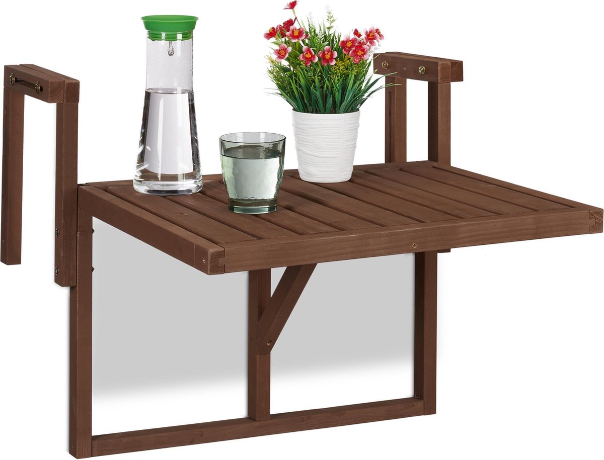 bestuurder Metropolitan toezicht houden op Relaxdays balkontafel inklapbaar - klaptafel balkon - tafel reling -  hangtafel hout | bol.com