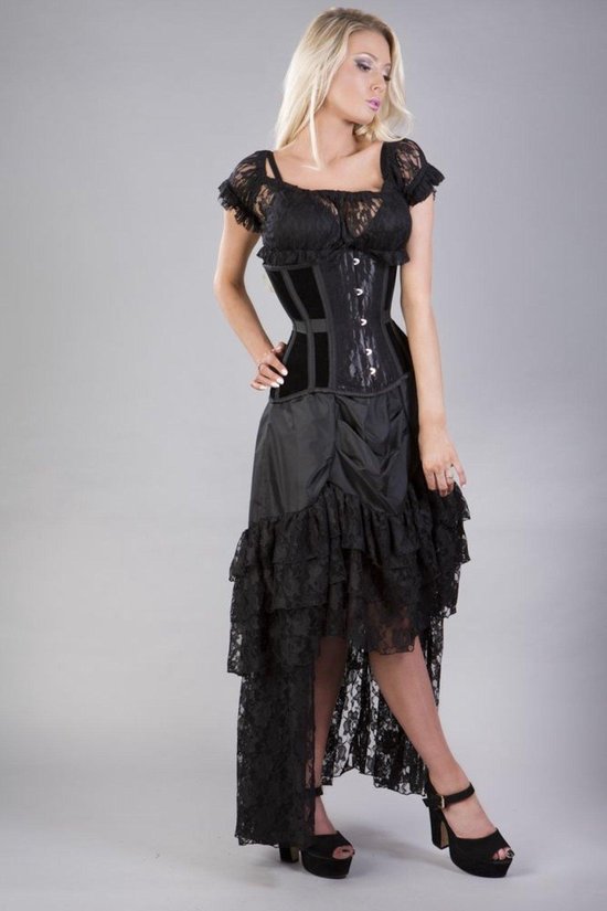 Morgana onder borst korset in zwart fluweel & kant | bol.com