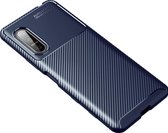 Mobigear Hoesje geschikt voor Sony Xperia 5 II Telefoonhoesje Flexibel TPU | Mobigear Racing Backcover | Xperia 5 II Case | Back Cover - Blauw