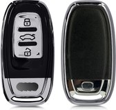 kwmobile autosleutel hoesje compatibel met Audi 3-knops autosleutel Keyless - autosleutel behuizing in hoogglans zilver