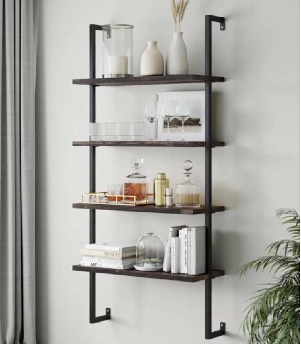 Close-up Van Een Geel Keukeninterieur Met Massieve Houten Planken Met Borden En Keukengerei Erop Werkbladen En Een Ingelijste Verticale Poster 3d Rendering Mock Up 780608 26018