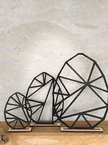 Paasdecoratie - paaseieren - geometrisch set van 3 S-M-L in de kleur zwart - Pasen - paasversiering