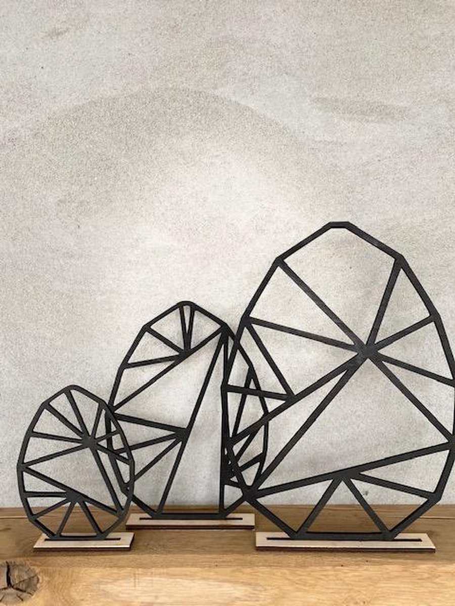 Paasdecoratie - paaseieren - geometrisch set van 3 S-M-L in de kleur zwart  - Pasen -... | bol.com