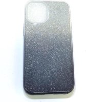 Apple iPhone 12 Pro / iPhone 12 Hoesje 3D Zwart Grijs  Glitters Stevige Siliconen TPU Case BlingBling met 2x gratis Tempered glass Screenprotector