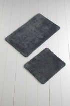 Nerge.be | Colors Of Smoked Grey - 60x100 - 50x60 cm | %100 HANDMADE | 2 Sets Badkamerkleden en Matten Sets | Badmatten voor Bad Antislip | Badkamermatten | Antislip Badmatten voor