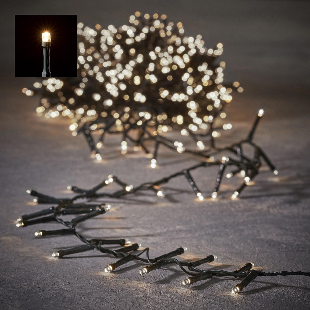 Luca Lighting kerstverlichting lichtsnoer - 20m - 1000 lampjes warm wit - flashfunctie