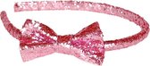 Diadeem met strik glitters roze