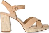 Manfield - Dames - Beige suède sandalen met hak - Maat 42