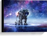 Canvas  - Astronaut op Galaxy Achtergrond - 40x30cm Foto op Canvas Schilderij (Wanddecoratie op Canvas)