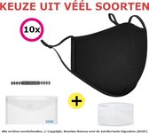 DUONIX 10x Mondkapje Zwart  met filter | 100% Katoen | Mondkapje Wasbaar | Mondmasker wasbaar | niet medisch mondkapje | stofmasker