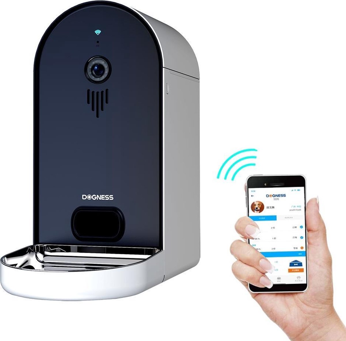 Dogness Voerautomaat Automatische Voerbak voor Hond & Kat 6L inhoud 720p HD Camera WiFi &
