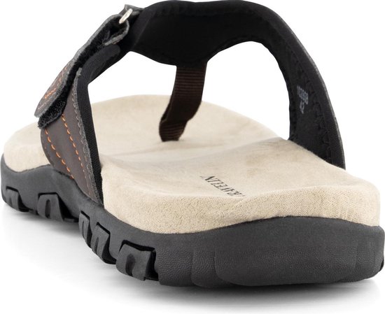 Travelin Fyrde Teenslipper Heren - Leren Outdoor- Sport- en Wandelsandalen met Profielzool - Maat 40 - Travelin