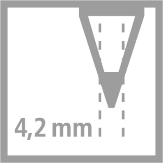 Illustratie van een potloodpunt met een dikte van 4,2 mm.