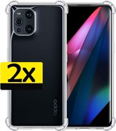 Hoesje Geschikt voor OPPO Find X3 Pro Hoesje Shockproof Case Siliconen - Hoes Geschikt voor OPPO X3 Pro Hoes Cover Siliconen - Transparant - 2 Stuks