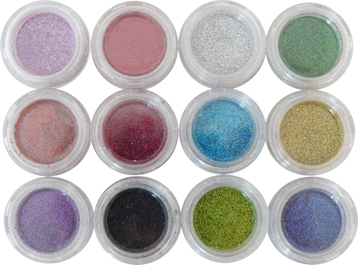 Goedkoopste 12x nagel glitter poeder FLITS.