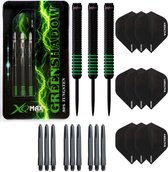 Darts Set Green Shadow – dartpijlen – 23 gram tungsten - inclusief 9 – dart shafts – 9 – dart flights