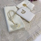 Witte Fluwelen Yaseen cadeauset, islamitische cadeauset met Yaseen boek gebedskleed vrouwen sjaal, cadeau voor bruiloft, Ramadan Mubarak Eid Gift, verjaardag, moederdag