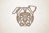 Line Art - Hond - Pitbull - S - 45x52cm - Eiken - geometrische wanddecoratie