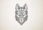 Line Art - Wolf 4 - XS - 30x19cm - EssenhoutWit - geometrische wanddecoratie