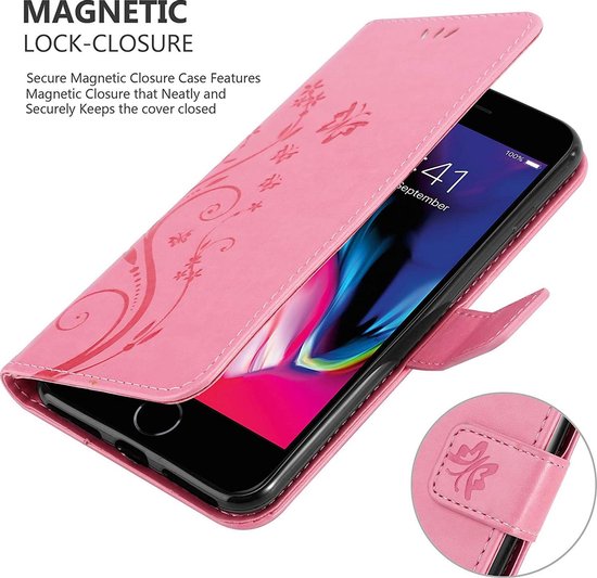Bookcase Apple iPhone 7-8 - Rose - Fleurs - Étui Portefeuille