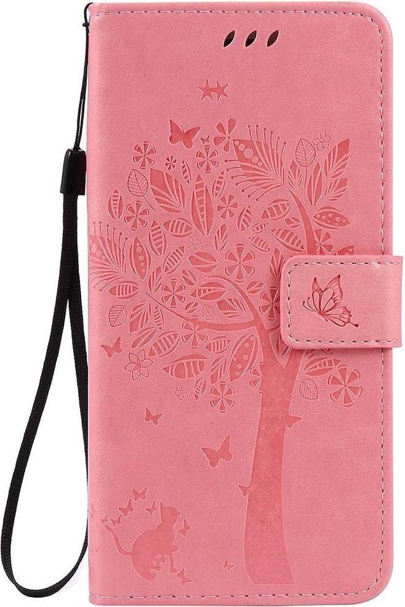 Geschikt voor Apple iPhone 7 - 8 Bookcase - Roze - Bloemen - Portemonnee Hoesje