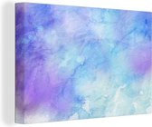 Canvas Schilderij Waterverf - Paars - Lichtblauw - 90x60 cm - Wanddecoratie