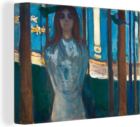 Canvas Schilderij Zomernacht - Edvard Munch - 120x90 cm - Wanddecoratie