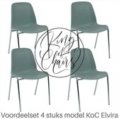 King of Chairs -set van 4- model KoC Elvira kantinestoel lichtgrijs met verchroomd onderstel. Stapelstoel kuipstoel vergaderstoel tuinstoel kantine stapel stoel kantinestoelen stapelstoelen k