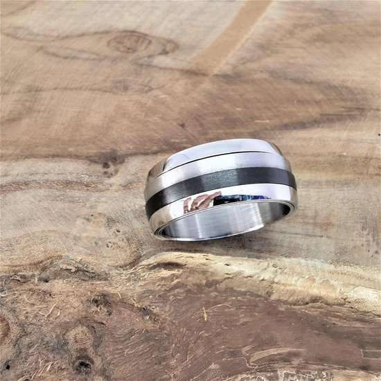 RVS brede - stress - spinning - ringen - maat 23 - triple kleur. Deze ring is zowel geschikt voor dame of heer. - Lili 41