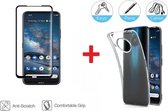 2-In-1 Screenprotector Hoesje Bescherming Protector Set Geschikt Voor Nokia 8.3 5G - Full Cover 3D Edge Tempered Glass Screen Protector Met Siliconen Back Bescherm Hoes Cover Case