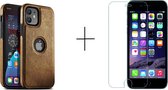 GSMNed - PU Leren telefoonhoes iPhone 12 mini bruin – hoogwaardig leren hoesje bruin - telefoonhoes iPhone 12 mini bruin - leren hoes voor iPhone 12 mini bruin – 1x screenprotector