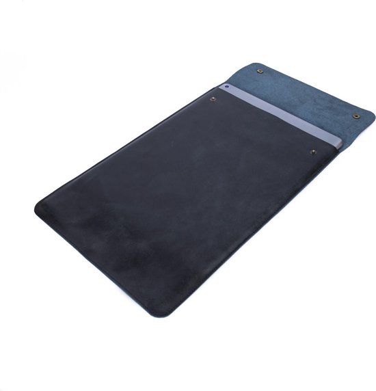 NEGOTIA Alpha - Housse pour ordinateur portable 13.8 pouces - Macbook Air & Pro 13 pouces - Housse pour ordinateur portable 13 pouces en cuir de grain supérieur 100% luxe - Noir