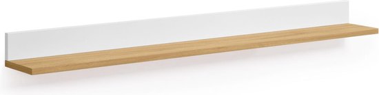 Kave Home - Abilen wandplank in eiken fineer en wit gelakt 120 x 15 cm FSC 100%