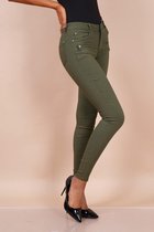 Broek Dulani normale taille met sier ritsen donker kaki