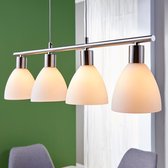 Lindby - hanglamp - 4 lichts - glas, metaal - E14 - wit, mat nikkel
