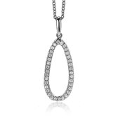 ZINZI zilveren hanger 33mm ovale vorm met witte zirkonia's ZIH2038