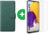 2-in-1 Beschermset Samsung Galaxy A72 5G Hoesje | Boekhoesje Groen | Inclusief 2 stuks Screenprotector | Luxe Booktype A72 | A72 Hoesje | A72 Screenprotector Samsung Galaxy A72 hoesje - Galax