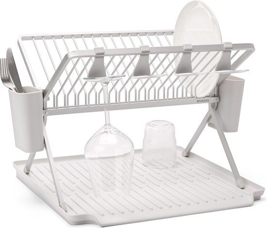 Brabantia SinkSide Afdruiprek - Inklapbaar - met Bestekhouder - Light Grey