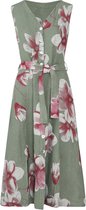 Cassis - Female - Lange linnen jurk met bloemenprint  - Kaki