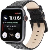 Geschikt voor Apple Watch bandje 42 / 44 / 45 mm - Series 1 2 3 4 5 6 7 SE - Smartwatch iWatch horloge band - 42mm 44mm 45mm - Fungus - Leer - Zwart - Glitter