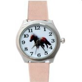 Horloge paard -zalm- roze- leer-2.5 cm- Smalle Pols-Charme Bijoux