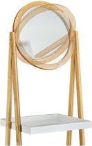 Relaxdays Ladderrek met spiegel-houten opbergrek-keukenrek-badkamerrek