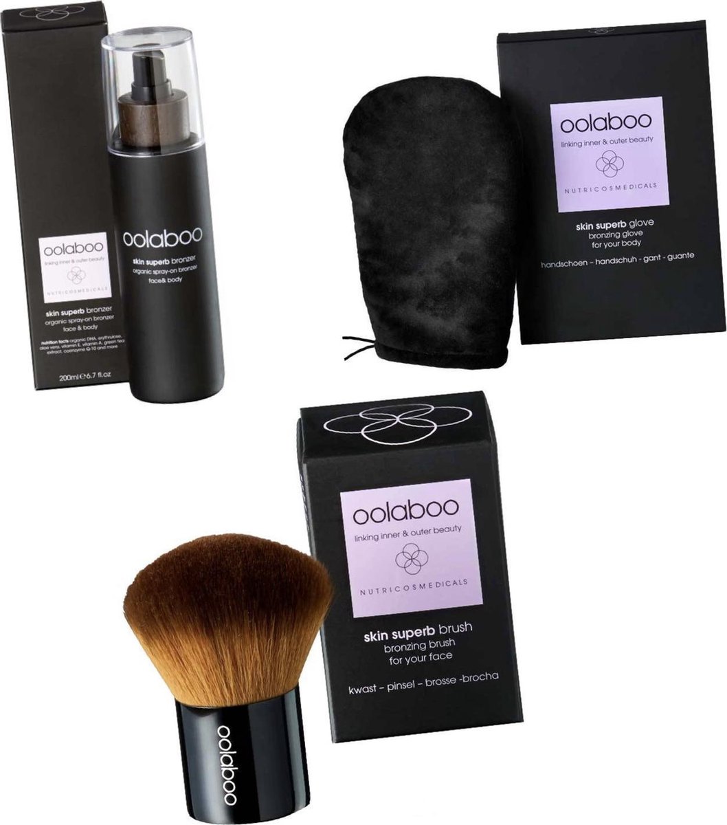 oolaboo skin superb organic spray on bronzer - Brush en glove VEGAN !!!