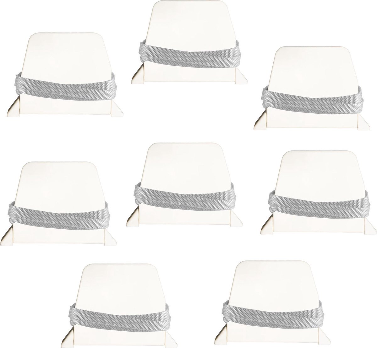 PALMAT Rolluikhaspel met Band en Witte Behuizing ,14 mm brede, 5 meter lange band (8 stuks, grijze band)