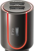 Forever GSM045488 - Ultra snelle autolader 3x Type-C PD + QC3.0 + 2,4A (36W) grijze kern