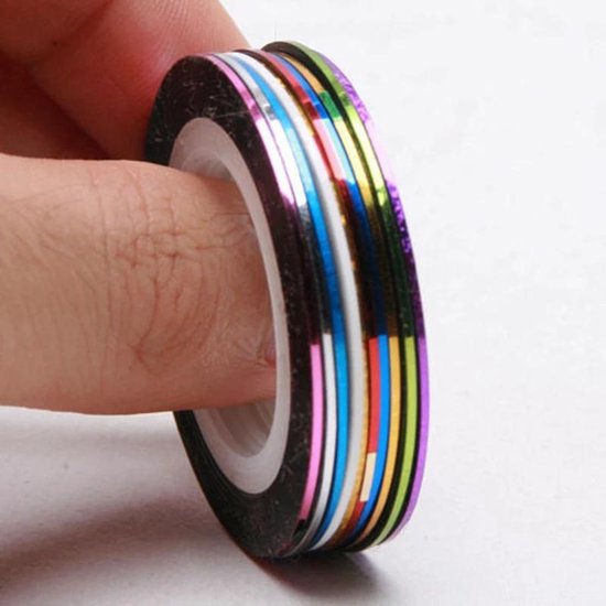 10 Rolletjes Striper 1mm Nail Art Striping Tape / Sparkolia Decoratie Sticker Nagel / Multicolor Gemengde Kleuren - Sparkolia