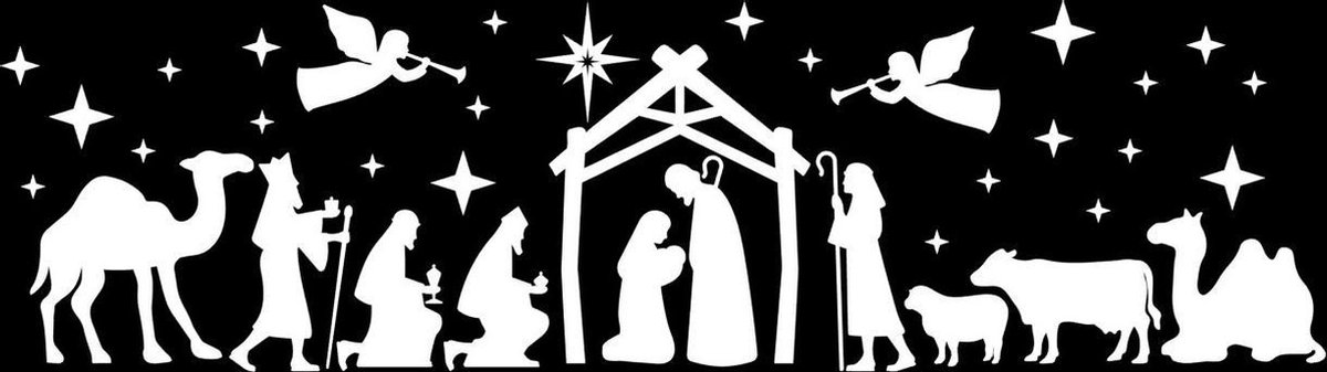 Mint11 - Herbruikbare raamsticker Kerst - Kerststal - Wit - raamdecoratie - kerstdecoratie - aankleding raam - decoratie kerst -