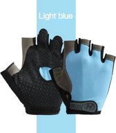 Sporthandschoen – multifunctioneel – vingerloze handschoenen met grip voor (race)fietsen en spinnen, fitness, gym, hockey - Zwart/blauw - Maat S