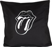 Zwarte Kussenhoes 45 x 45 cm met wit " Stones" logo