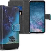 kwmobile telefoonhoesje voor Google Pixel 4 XL - Hoesje met pasjeshouder in blauw / grijs / zwart - Sterrenstelsel en Boom design